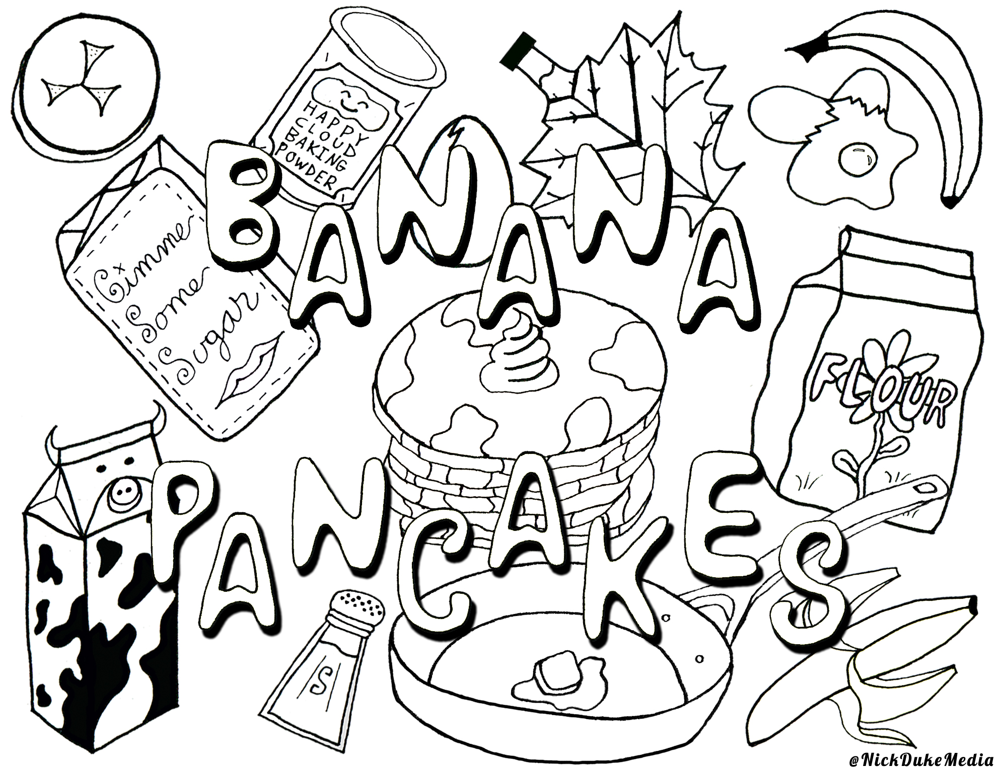 BananaPancakesColoringPage2