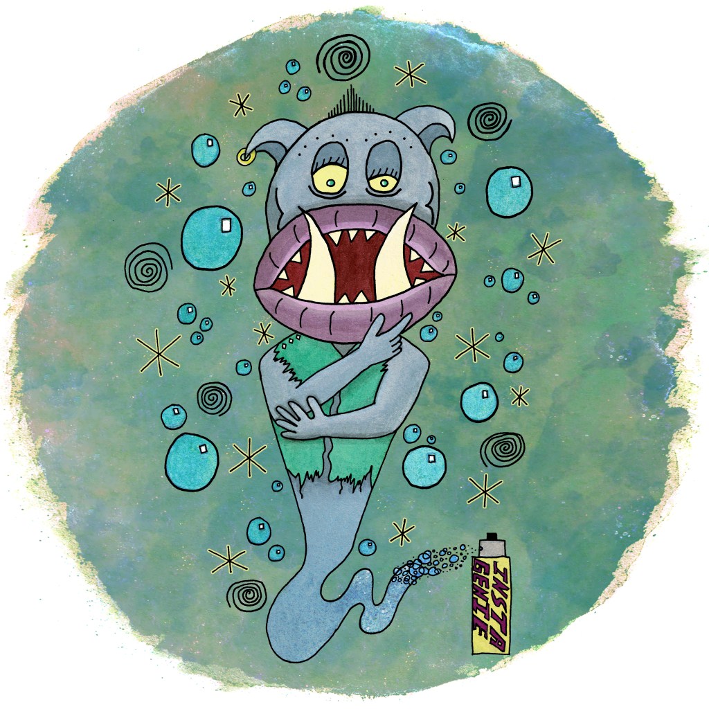Insta-Genie. Watercolor, Ink, Digital.